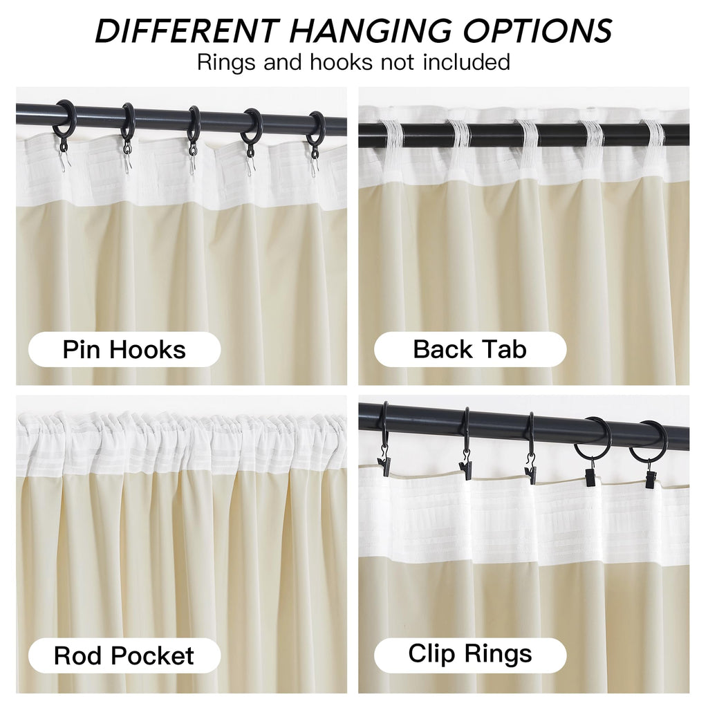 RYB HOME Beige Velvet Curtains 84 inches for Bedroom Living Room