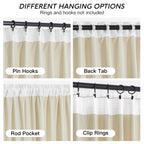 RYB HOME Beige Velvet Curtains 84 inches for Bedroom Living Room