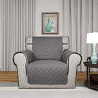 PureFit Reversible Quilted Sofa Cover, Water Resistant Slipcover Furniture Protector, Washable Couch Cover with Non Slip and Elastic Straps for Kids, Dogs, Pets (Chair, Gray/Gray)