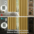 Simplebrand Ava Blackout Curtains for Patio 108 Inches Long 2 Panels Set, Solid Thermal Insulated Room Darkening Rod Pocket Window Treatment Curtains Blackout Drapes, W50 x L108 Inch, Bright Gold