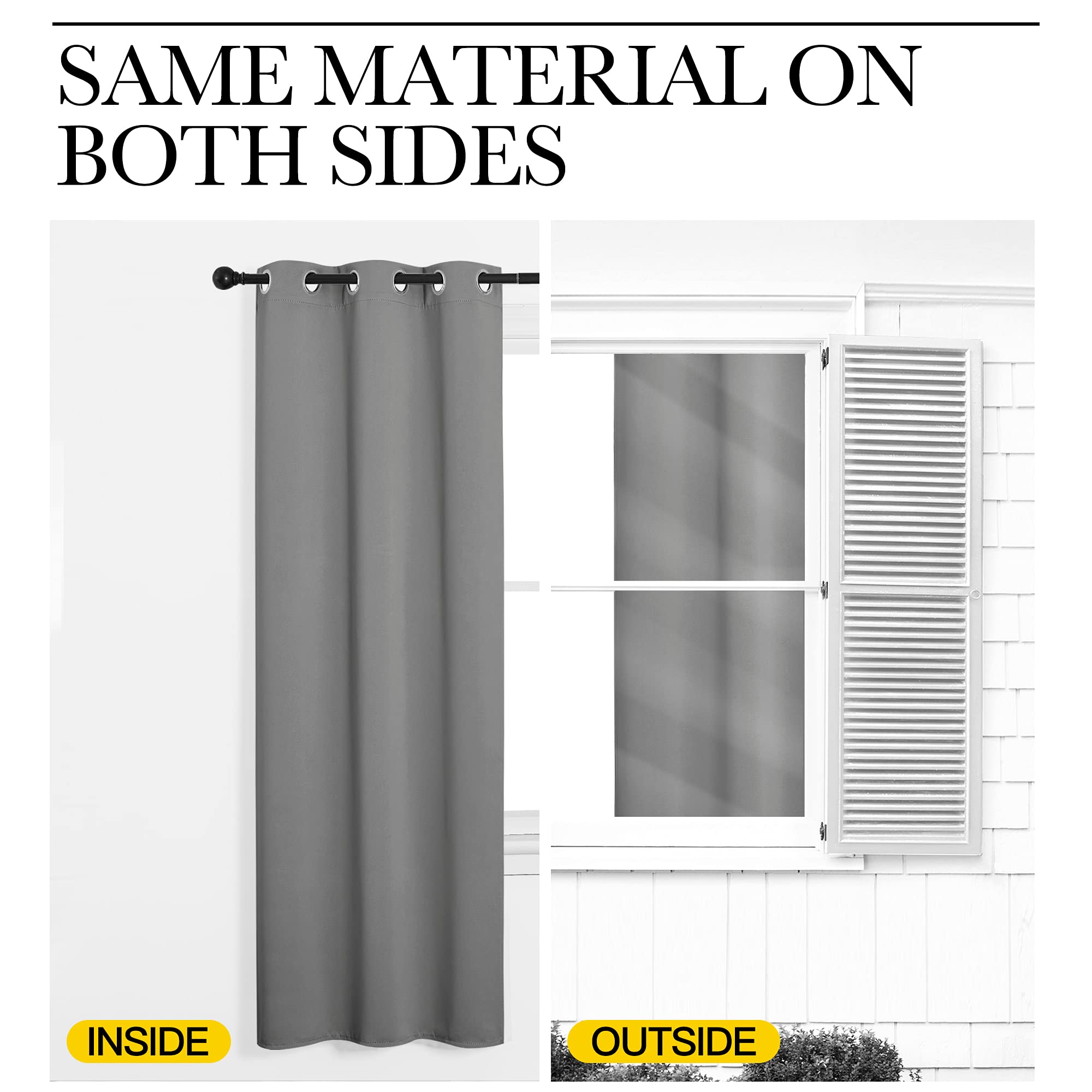 NICETOWN Silver Grey Thermal Insulated Grommet Blackout Curtains, Kids Window Drape Panel for Nursery, Privacy Short Curtains (2 Panels, W42 x L48 -Inch)