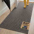 GORILLA GRIP® Ultra Absorbent Front Door Mat Outside Entrance, 72x24, Traps Dirt and Moisture, HydroABSORB Indoor Outdoor Doormat Holds 2.75 Cups Water, Stain and Fade Resistant Welcome Mat, Charcoal