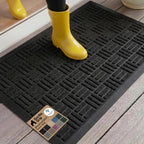 GORILLA GRIP 100% Waterproof All-Season WeatherMAX Doormat US Designed Natural Rubber, Stain and Fade Resistant, Low Profile Indoor Outdoor Door Mats, Easy Clean Patio Mat, 29x17, Black Maze