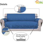 Easy-Going Chair Sofa Slipcover Reversible Sofa Cover Water Resistant Couch Cover Furniture Protector Cover with Elastic Straps for Pets Kids Children Dog Cat (Chair, Blue/Ivory)