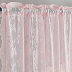 YJ YANJUN Vintage Lace Curtains 90 Inches Long-Victorian Floral Pattern Light Pink Sheer Curtain Panels for Baby Girls Room Feminine Flowy Cute Girly Classroom Princess Decor 2 Panels 52W x 90L