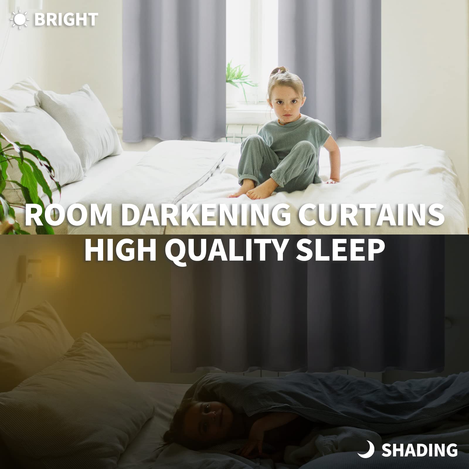 BGment Room Darkening Curtains for Bedroom - Grommet Thermal Insulated Window Treatments Light Blocking Curtains for Living Room, Set of 2 Panels, Each 46 x 54 Inch, Light Grey