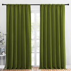NICETOWN 2 Panels Blackout Curtains, Rod Pocket Thermal Insulated Drapess for Bedroom, Privacy Protection Easy-Care Heavy Duty Curtains for Living Room/Dining Room, W70 x L95 inches, Olive Green
