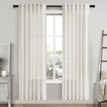 Cream Linen Curtains 80 Inch Length 2 Panels Set Back Tab Drapes for Bedroom Living Room Modern Farmhouse Coastal Decor Semi Sheer Privacy Light Filtering Windows Dining Room 42x80