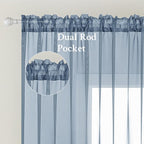 MIULEE 2 Panels Solid Color Sheer Window Curtains Elegant Window Voile Panels/Drapes/Treatment for Bedroom Living Room (54X96 Inches Dusty Blue)