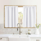 RYB HOME RV Curtains for Camper Windows, Mini Small Thermal Insulated Sunlight Heat Blocking Blocking Privacy Portable Curtains for Travel Trailer, Width 34 by Length 24, Pure White, 2 Panels