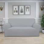 Easy-Going Stretch Oversized Loveseat Slipcover 1-Piece Sofa Cover Furniture Protector Couch Soft with Elastic Bottom for Kids Polyester Spandex Jacquard Fabric Small Checks Silver Gray