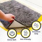 Muddy Mat® | Super Absorbent Door Mat Indoor, Microfiber Quick Dry Chenille Entryway Rug, Non-Slip Front Door Mat, Indoor Mats for Entryway, Machine Washable Pet Rug, Grey 16"x24"