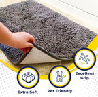 Muddy Mat® | Super Water Absorbent Door Mat Indoor, Microfiber Quick Dry Chenille Entryway Rug, Slip Resistant Front Door Mat, Indoor Mats for Entryway, Machine Washable Pet Rug, Grey 24"x36"