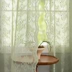 YJ YANJUN Vintage Lace Curtains -Cottage Flower Sage Green 132 inch Curtains for Living Room Bedroom, Extra Long Light Filtering Boho Drapes for Villa Patio Sliding Door 11 FT W52 x L132 2 Panels