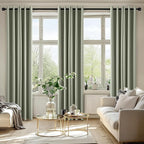 MIULEE Sage Green Blackout Curtains for Bedroom Living Room 72 Inches Long 2 Panels, Thermal Insulated Drapes Solid Grommet Top Noise Reducing Light Green Window Treatments Set W40 x L72 Inch