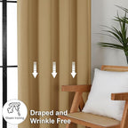 Simplebrand Ava Gold Short 36 Inches Blackout Curtain 2 Panels Set, Half Window Rod Pocket Privacy Curtain Tiers for Kitchen, Curtains Blackout for Bathroom Shades, W40 x L36 Inch, Gold