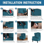 H.VERSAILTEX Wingback Chair Covers Velvet Plush Wing Chair Slipcover 1 Piece High Stretch Wing Back Chair Slipcovers Sofa Cover Furniture Cover with Elastic Bottom, Deep Teal