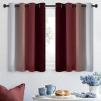 SimpleHome Ombre Room Darkening Curtains 36 inches Length for Bedroom,Grommet Gradient Light Blocking Red Gradient Window Curtains for Living Room,2 Panels, 52x36 inches