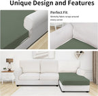 Easy-Going Stretch Sectional Couch Covers 1 Piece Chaise Lounge Slipcover L Shape Separate Cushion Couch Seat Chaise Cover for Both Left/Right Sectional Couch Grayish Green