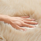 EasyJoy Ultra Soft Fluffy Shaggy Area Rug Faux Fur Rug Chair Cover Seat Pad Fuzzy Area Rug for Bedroom Floor Sofa Living Room (4 x 6 ft Rectangle, Beige)