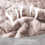 Exclusivo Mezcla Fleece Queen Size Blanket for Bed, 90x90 Inches Soft Cozy Jacquard Flannel Blankets, Lightweight Fuzzy Plush Warm for Women, Camel