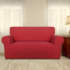 PureFit Super Stretch Sofa Slipcover – Spandex Non Slip Soft Couch Sofa Cover, Washable Furniture Protector with Non Skid Foam and Elastic Bottom for Kids, Pets （Loveseat, Red）