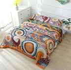 MSGKV Boho Throw Blanket for Bed 100% Cotton Blankets 90''x98'' Decorative Spring Couch Throws Breathable Blanket Gifts for Women