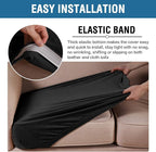 H.VERSAILTEX Velvet Stretch Couch Cushion Cover Plush Cushion Slipcover for Chair Loveseat Sofa Cushion Furniture Protector Seat Cushion Sofa Cover (3 Piece Sofa Cushion Covers, Black)