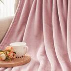Exclusivo Mezcla Fleece Dusty Pink Throw Blanket for Couch, Sofa, Super Soft and Warm Blankets, All Season, Cozy, Plush, Lightweight, 50x60 Inches