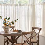 jinchan Belrose Linen Floral Cafe Curtains 54 Inch Length Embroidered Farmhouse Curtains for Kitchen Bedroom Bathroom Small Windows Curtain Set Light Filtering 2 Panels White