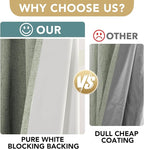 H.VERSAILTEX Linen Blackout Curtains Durable Thick Textured Linen Look 100% Blackout Patio Door Curtain Anti Rust Grommet Extra Wide Sliding Door Curtain Panel, W100 x L96 inch - Sage