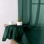 Aiyufeng Hunter Green Sheer Curtain Drapes 84 Inch Length 2 Panels for Living Room, Light Filtering Voile Green Drapes for Bedroom, Patio, Sliding Door, Each 40" W x 84" L
