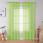 Simplebrand Lime Sheer Curtains 63 Inch Length 2 Panels, Rod Pocket Solid Color Window Sheer Curtain Panels, Elegant Curtains & Drapes for Living Room, Bedroom 2 Panels (Ivory, 42" W x 63" L)