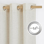 NICETOWN Linen Curtains for Windows 90 inch Long, Grommet Semi Sheer Vertical Drapes Privacy Added with Light Filtering for Bedroom/Living Room, Natural, W34 x L90, 2 Pieces