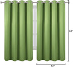 LEMOMO Blackout Curtains 52 x 63 inch/Light Green Curtains Set of 2 Panels/Thermal Insulated Room Darkening Bedroom Curtains