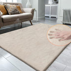 ORINOVA Beige Plush Faux Washable Rabbit Fur Area Rugs for Bedroom Shag Carpet for Living Room 4x6 Rectangle Nursery Rug