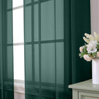 Aiyufeng Hunter Green Sheer Curtain Drapes 45 Inch Length 2 Panels for Living Room, Light Filtering Voile Green Drapes for Bedroom, Patio, Sliding Door, Each 42" W x 45" L