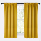 NICETOWN Gold Blackout Cafe Faux Silk Curtains for Small Windows, 42" Wide by 63" Long, 2 Panels, Rod Pocket Privacy Blackout Satin Drapes for Home Decoration