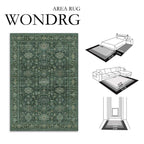 WondRg 6x9 Washable Area Rug for Living Room Bedroom Vintage Green Carpet Soft Low Pile Traditional Retro Non Slip Throw Rug for Dining Room Entryway Indoor Dorm Kitchen
