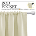 NICETOWN Living Room Curtains, Home Decorations Thermal Insulated Solid Rod Pocket Blackout Drapes for Cafe (Beige, One Pair, 52 x 72-inch)