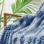 Exclusivo Mezcla Fleece Twin Blanket for Bed, Extra Large Fuzzy Tie-dye Stone Blue Bed Blankets, Soft Cozy Plush Sofa Throws for All Seasons, 90x66 Inches