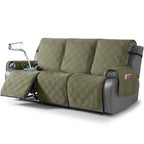 TAOCOCO 100% Waterproof Recliner Sofa Cover, Non Slip Split Couch Covers for Reclining Couches with Straps, Washable Reclining Sofa Cover Furniture Protector for Kids Pets(3 Seater, Green)