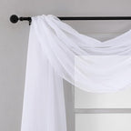 Chyhomenyc White Sheer Scarf Valances for Windows 216 Inch Extra Long, Window Scarf Drapes Rod Pocket Backdrop for Wedding Arch Draping/Party/Canopy Bed/Living Room, 2PC, 18 Feet Length