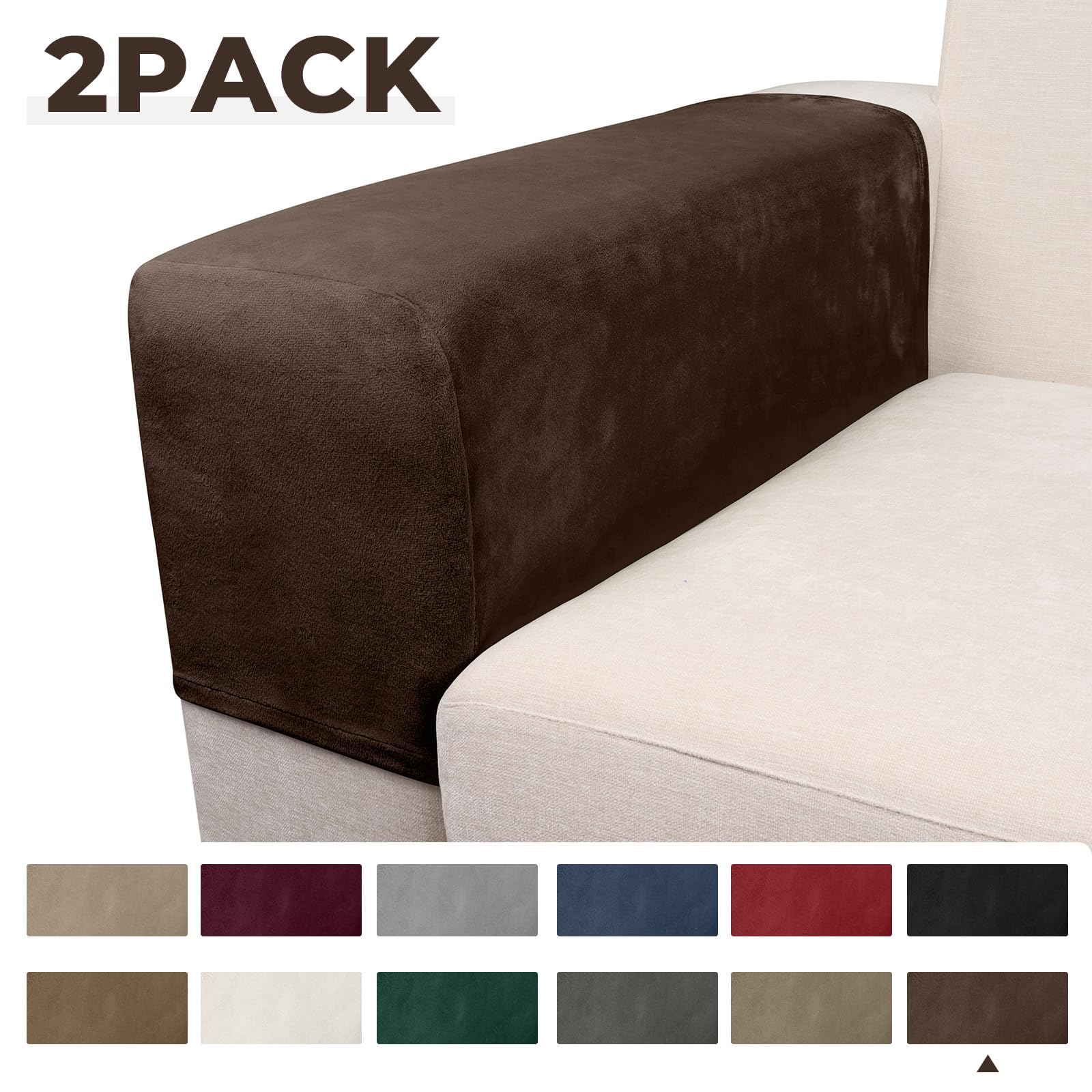 Taque Couch Arm Covers 2 Pcs Sofa Armrest Covers Stretch Couch,Armrest Cover for Chairs Scratch-Resistant Sofa Arm Cover Armchair Slipcovers,Coffee