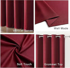 Joydeco Blackout Curtains for Bedroom 72 inch Long 2 Panels, Thermal Insulated Room Darkening Curtains with Grommets, Soft Window Drapes for Living Room (W52 x L72 Inch, Burgundy Red)