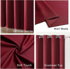 Joydeco Blackout Curtains for Bedroom 96 inch Long 2 Panels, Thermal Insulated Room Darkening Curtains with Grommets, Soft Window Drapes for Living Room (W52 x L96 Inch, Burgundy Red)