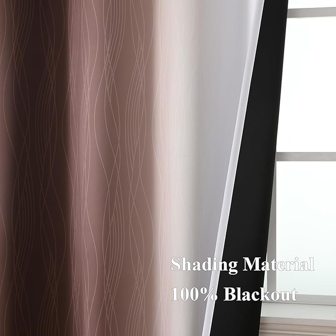Estelar Textiler Brown and Greyish White Blackout Curtains 42Wx84L 2 Panels