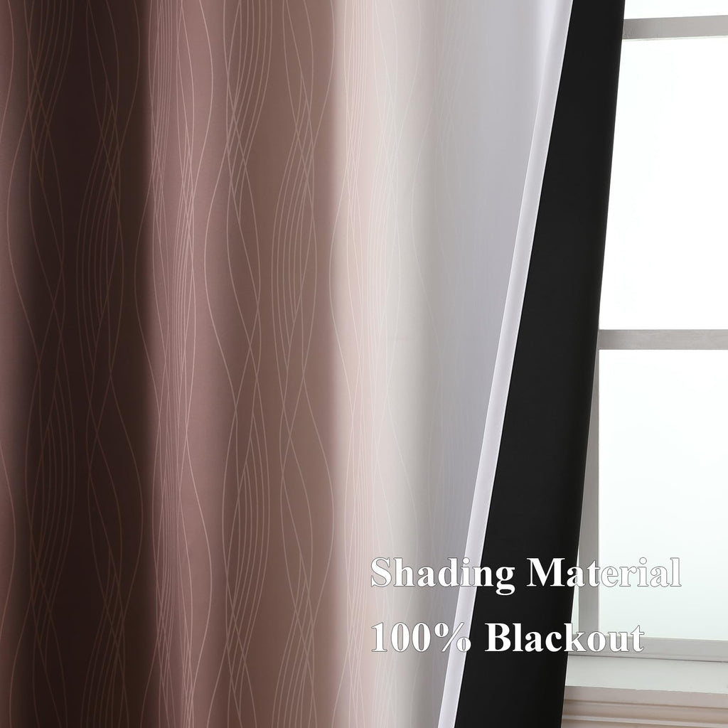 Estelar Textiler Brown and Greyish White Blackout Curtains 42Wx45L 2 Panels