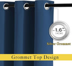NICETOWN Blackout Moroccan Blue Curtains for Bedroom - Thermal Insulated Grommet Solid Window Treatments Energy Saving Sound Reducing Drapes for Bathroom, 2 Panels, W46 x L54