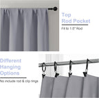 Simplebrand Ava Silver Grey Blackout Curtains for Bedroom 63 Inch Length 2 Panels, Solid Thermal Insulated Energy Saving Rod Pocket Window Treatment Curtains Blackout Drapes, W40 x L63 Inch, Silver